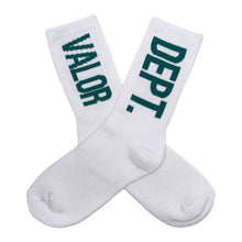 Load image into Gallery viewer, Adult Unisex Training Crew Socks  - White/Turquoise