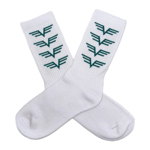 Adult Unisex Training Crew Socks  - White/Turquoise