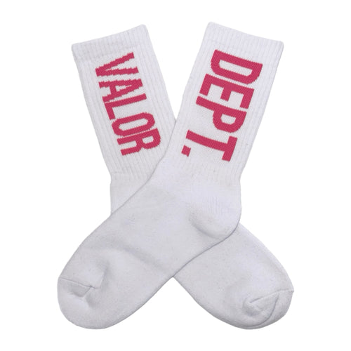 Adult Unisex Training Crew Socks  - White/Bubblegum Pink