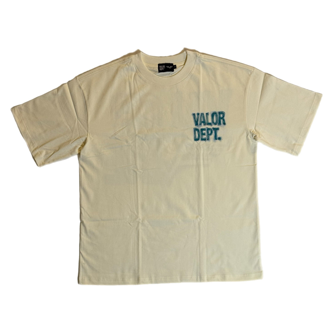 Mural T-Shirt - Cream/Turquoise/Light Blue/Black