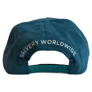 Bravery Worldwide Signature Limited Edition Trucker Hat - Turquoise/White