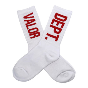 Adult Unisex Training Crew Socks  - White/Red