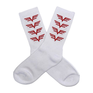 Adult Unisex Training Crew Socks  - White/Red